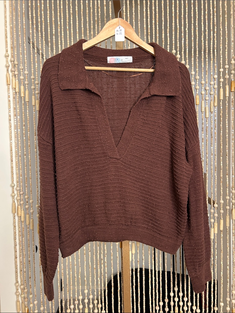 Free People Beach Brown V-Neck Sweater Size M